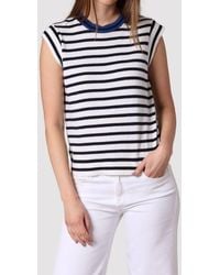 Minnie Rose - Striped Cap Sleeve Crew Tee - Lyst