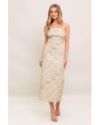 TRUEDAMES - Boho Tropic Drape Woven Midi Dress - Lyst