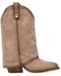Xti - Suede Foldover Booties By - Lyst