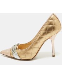 Moschino - Tricolor Quilted Leather Logo Pumps - Lyst