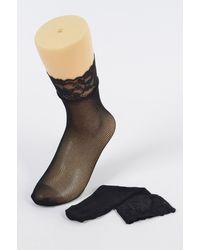TRUEDAMES - Floral Laced Mesh Socks - Lyst