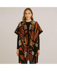 TRUEDAMES - Multo Animal Print Open Front Kimono Poncho - Lyst
