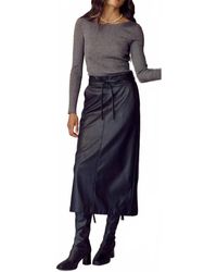 Lalavon - Great Escape Waist Tie Faux Leather Midi Skirt - Lyst