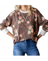 7Th Ray - Cozy Floral Drop Shoulder Top - Lyst