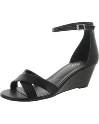 Charles David - Griffin Faux Leather Ankle Strap Wedge Sandals - Lyst