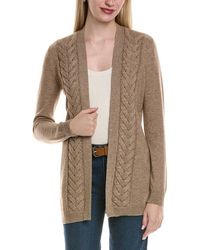 Sofiacashmere - Braided Cable Wool & Cashmere-Blend Cardigan - Lyst