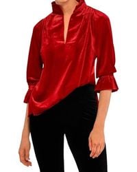 Gretchen Scott - Ruffle Neck Velvet Tunic Top - Lyst