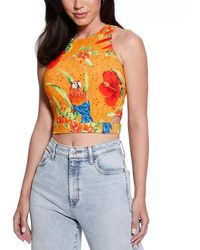 Guess - Eco Shayna Crop Top Floral Stretch Cut Out Fts1340 - Lyst