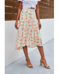 TRUEDAMES - Floral Print High Waist Skirt A Line Long Skirt - Lyst