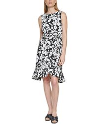 Calvin Klein - Floral Print Knee-length Wear To Work Dress - Lyst