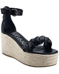 Calvin Klein - Thea Faux Leather Sandal Wedge Heels - Lyst