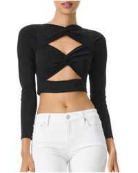 Alice + Olivia - Long Sleeve Front Tie Cropped - Lyst