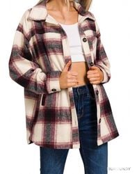Zenana - Plaid Button Down Shacket - Lyst