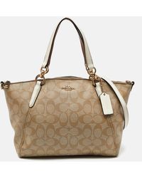 COACH - Tri Color Signature Coated Canvas And Leather Small Kelsey Satchel - Lyst