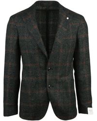 L.B.M. 1911 - Rounded Check Pattern Jacket With Button Closure - Lyst