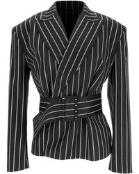 Tod's - Striped Belted Blazer - Lyst