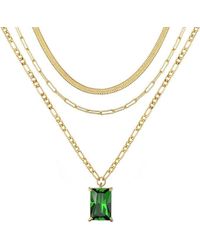 Liv Oliver - 18k Gold Multi Layer Emerald Cut Necklace - Lyst