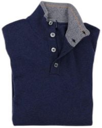 Fedeli - Scirocco Tricolor Half Button Cashmere Sweater - Lyst