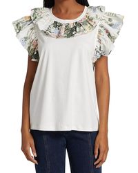 See By Chloé - Flutter Sleeves Scoop Neck Top - Lyst