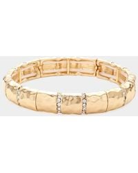 Fashnzfab - Stone Paved Link Pointed Hammered Metal Stretch Bracelet - Lyst