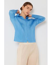 Fashnzfab - Pleated Hood Jacket With 2 Way Zipper - Lyst
