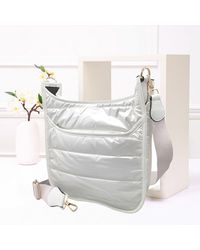 Fashnzfab - Solid Quilted Shiny Puffer Crossbody Bag - Lyst