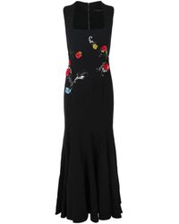 Versace - Sleeveless Embroidered Rose Gown - Lyst
