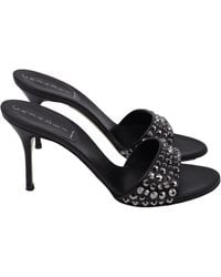 Casadei - Crystal-Embellished Slide Sandal Heels - Lyst