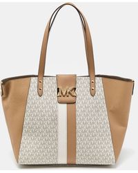 Michael Kors - Vanilla/tan Siganture Coated Canvas And Leather Karlie Tote - Lyst