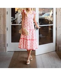 Sail To Sable - Flutter Sleeve Smocked Midi Dress - Lyst
