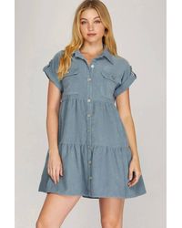 She + Sky - Button Down Corduroy Dress - Lyst