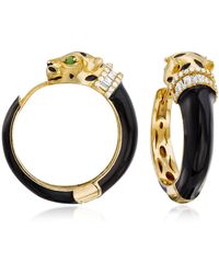 Ross-Simons White Zircon And . Chrome Diopside Panther Hoop Earrings - Green