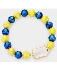 Fashnzfab - Lucite Accented Faceted Beaded Stretch Bracelet Lucite - Lyst