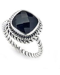 Samuel B Jewelry Sterling Silver Cushion Cut Amethyst Ring With Twisted Shank - Black