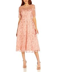 Adrianna Papell - Embroidered Calf Midi Dress - Lyst