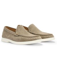 BOSS - Suede Loafers With Contrast Outsole - Lyst
