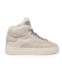Santoni - Suede Shearling Sneakers - Lyst