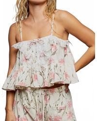 Pol - Lace Ruffles Cropped Top - Lyst