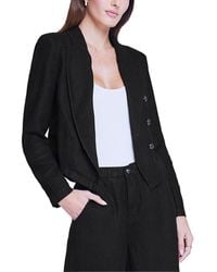 L'Agence - Wayne Crop Double-Breasted Linen Jacket - Lyst