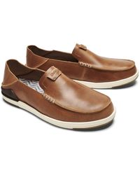 Olukai - Kakaha Leather Slip-On Shoes - Lyst