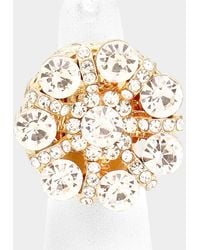 Fashnzfab - Floral Crystal Rhinestone Pave Stretch Ring - Lyst