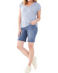 Fdj - Printed Cap Sleeve V-Neck Top - Lyst