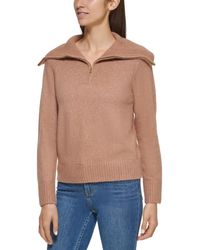 Calvin Klein - Quarter Zipper Ribbed Trim Pullover Sweater - Lyst