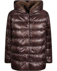 Herno - Quilted Padded Down Jacket With Plush Hood And Cropped Silhouette - Lyst