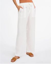 Splendid - Becka Pants 100% Linen Drawstring Waist Wide Leg Jzz78 - Lyst