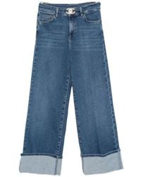 Liu Jo - Cropped Wide-Leg Denim Jeans - Lyst