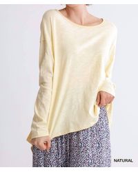 Umgee - Round Neck Slub Knit Woven Top - Lyst