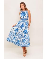 TRUEDAMES - Ocean Petals Woven Midi Dress - Lyst