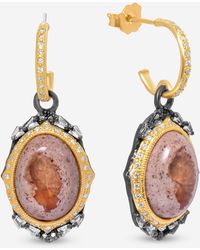 Armenta - Old World Sterling Silver And 18k Yellow Gold, Mexican Fire Opal And White Sapphire Earrings - Lyst