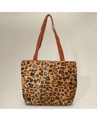 Fashnzfab - Genuine Calf Hair Leopard Pattern Print Shoulder Tote Bag - Lyst